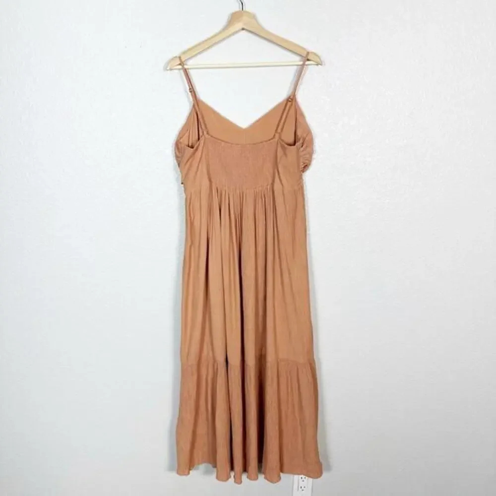 Abercrombie &‎ Fitch Womens Size XLP Ruched Crinkle Babydoll Maxi Dress Salmon